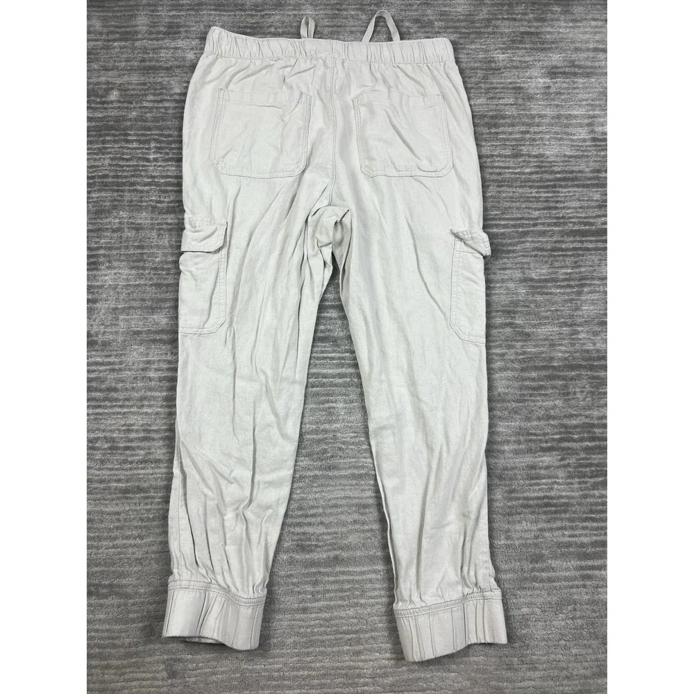 St Johns Bay Pants Womens‎ Large Beige Linen Blend Jogger Drawstring